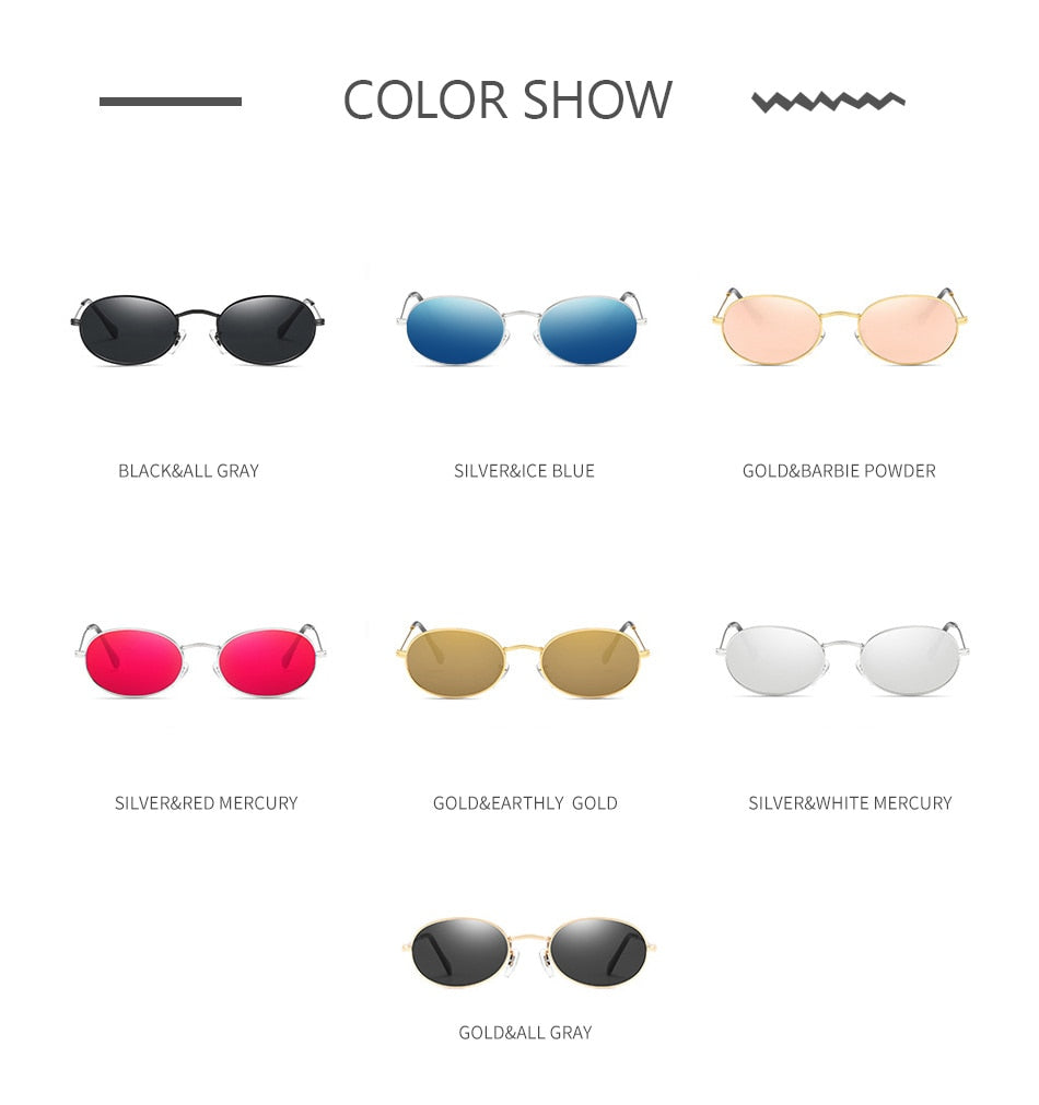 Women Oval Metal Round Frames Sunglasses