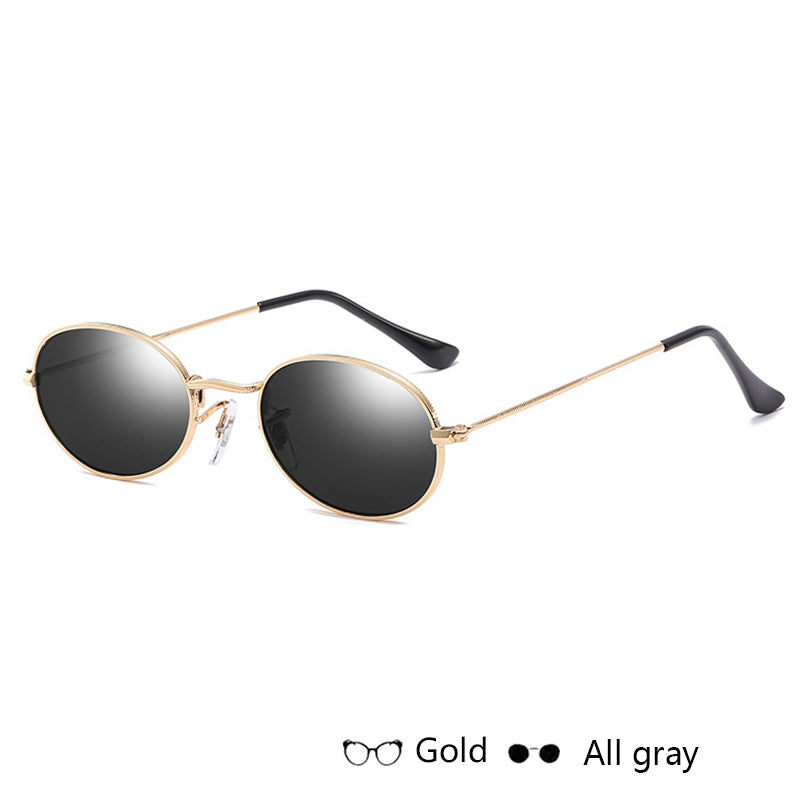 Women Oval Metal Round Frames Sunglasses
