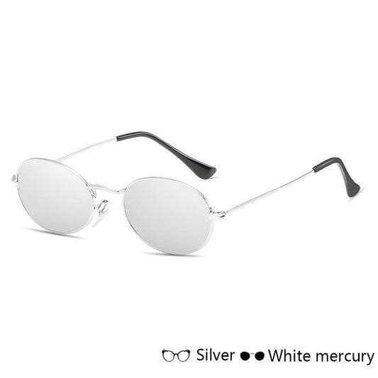 Women Oval Metal Round Frames Sunglasses