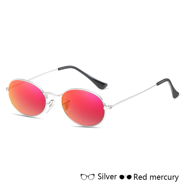 Women Oval Metal Round Frames Sunglasses