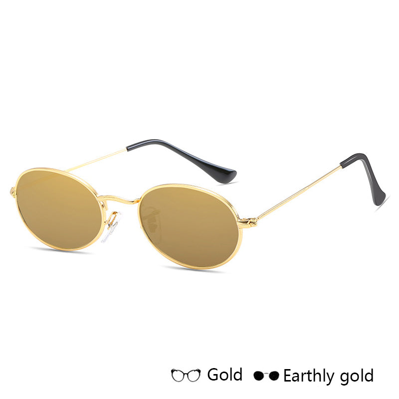 Women Oval Metal Round Frames Sunglasses