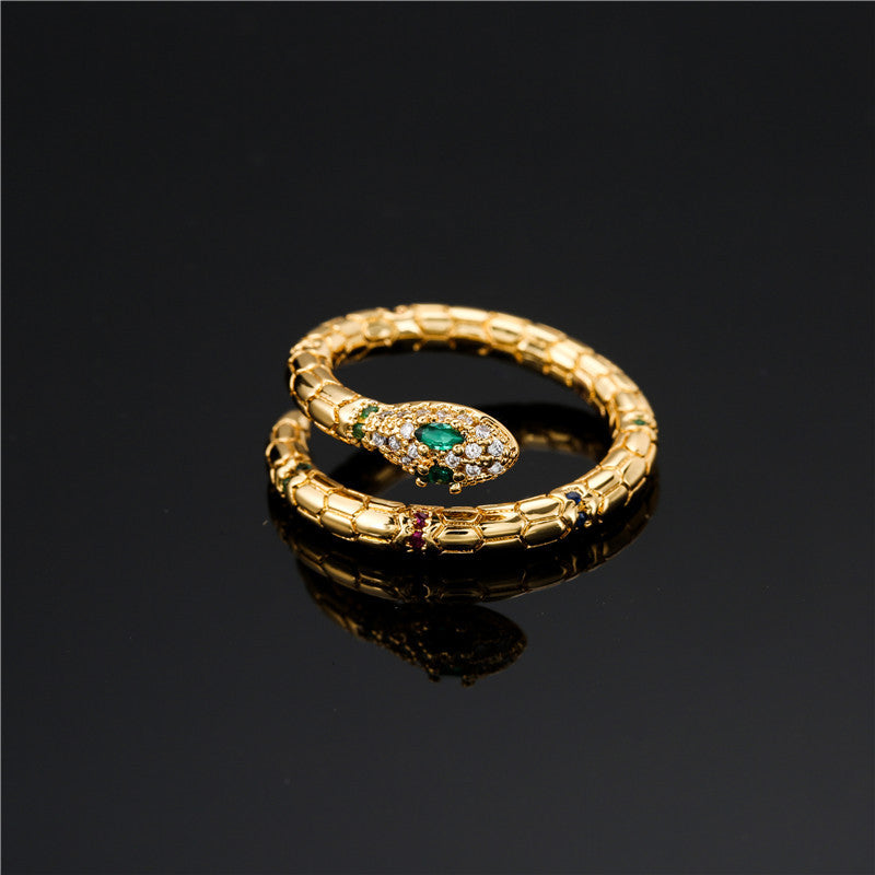 Shiny Cubic Zirconia Snake Ring For Women