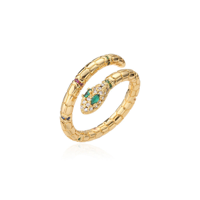 Shiny Cubic Zirconia Snake Ring For Women