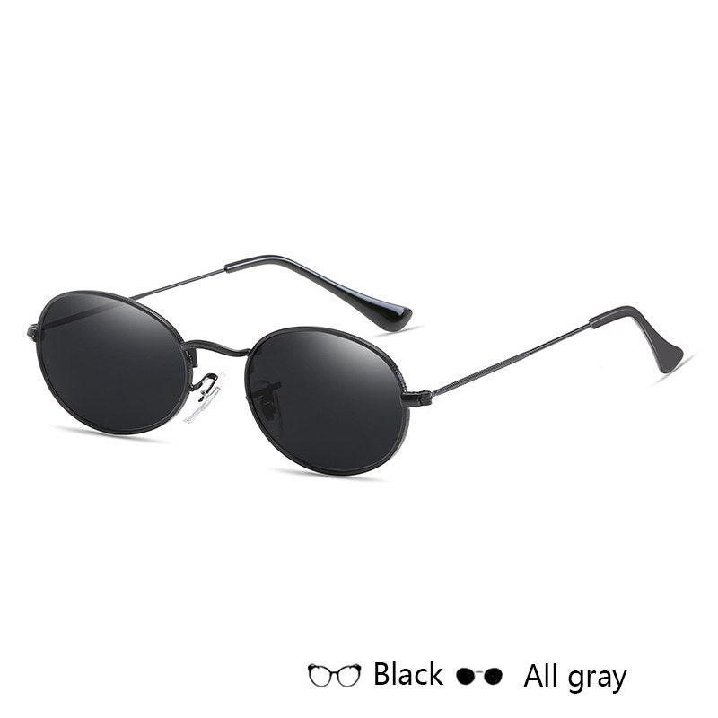 Women Oval Metal Round Frames Sunglasses