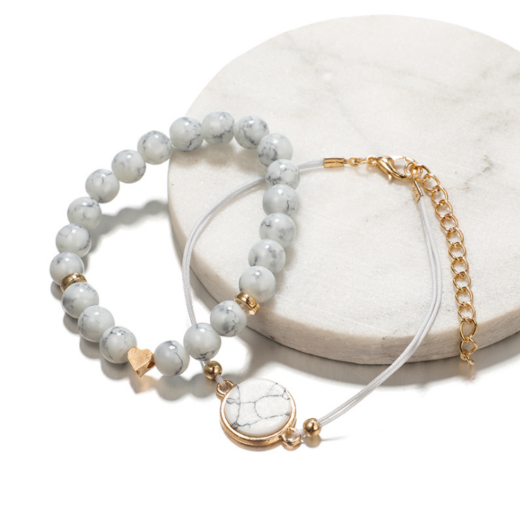 Geometric Hollow Fringed Pine Stone Bracelet Four-piece