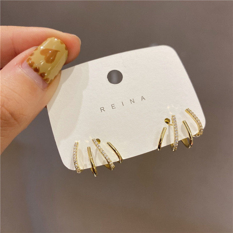 New Elegant Zircon Four-claw Stud Earrings