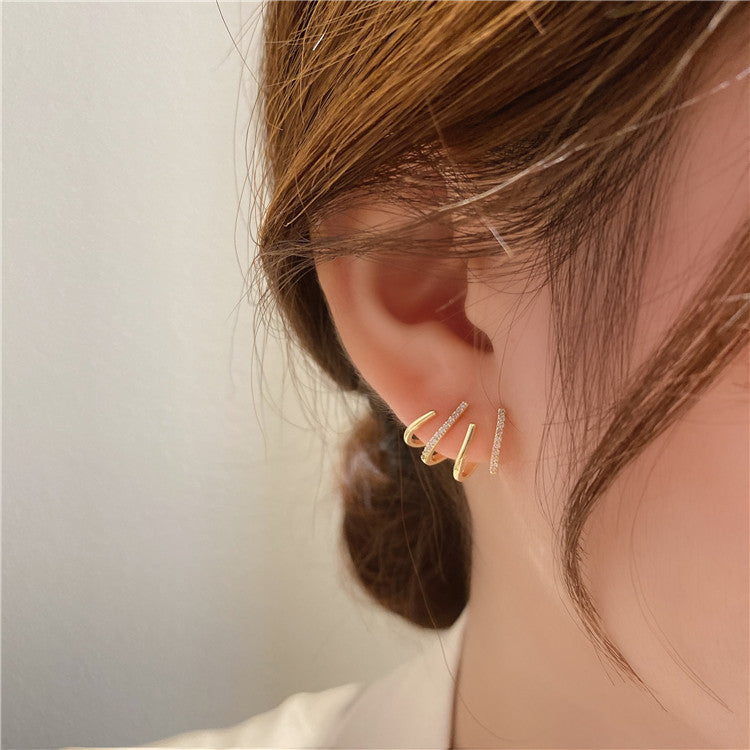 New Elegant Zircon Four-claw Stud Earrings